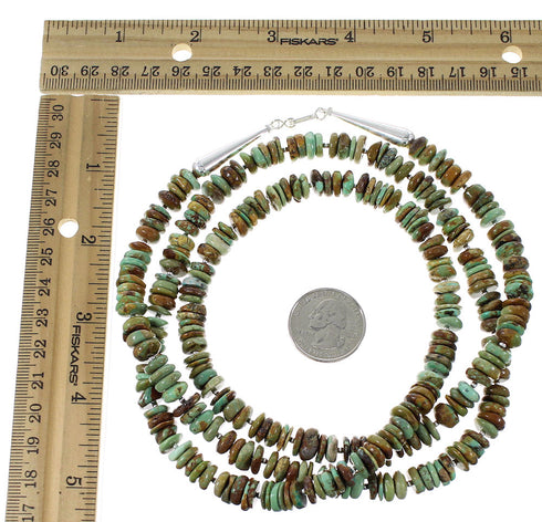 Kingman Turquoise Navajo Indian Sterling Silver Bead Necklace RX98075