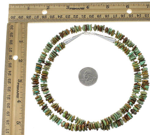 Kingman Turquoise Sterling Silver Native American Bead Necklace RX98076