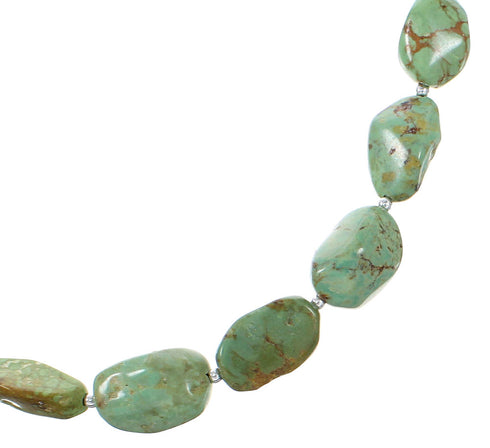 Authentic Sterling Silver Turquoise Navajo Indian Bead Necklace RX98095