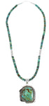 Authentic Sterling Silver Turquoise Native American Bead Necklace Set AX98165
