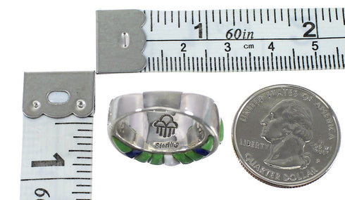 Multicolor Inlay Genuine Sterling Silver Ring Size 6-3/4 AS25479