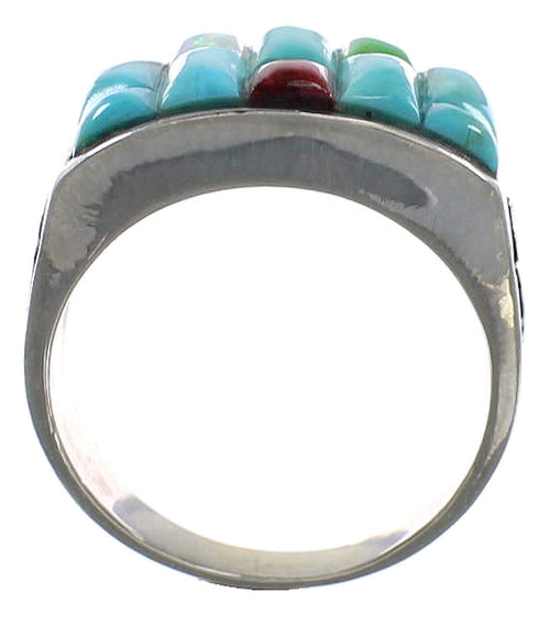 Turquoise Multicolor Genuine Sterling Silver Ring Size 11-3/4 AS25927