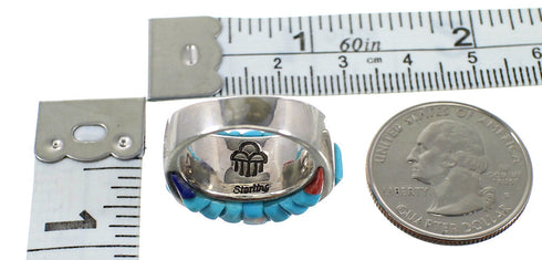 Multicolor Inlay Jewelry Sterling Silver Ring Size 6-1/4 AS23704
