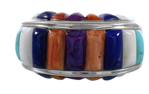 Turquoise And Multicolor Sterling Silver Ring Size 6-1/2 AS38430