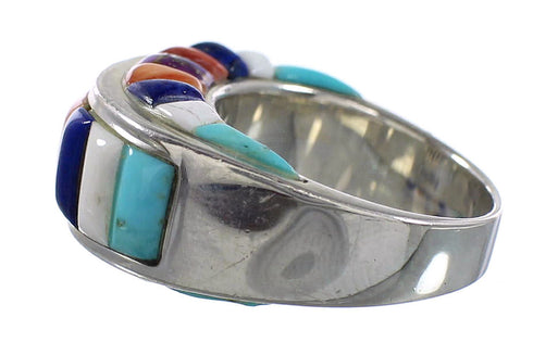 Turquoise And Multicolor Sterling Silver Ring Size 6-1/2 AS38430