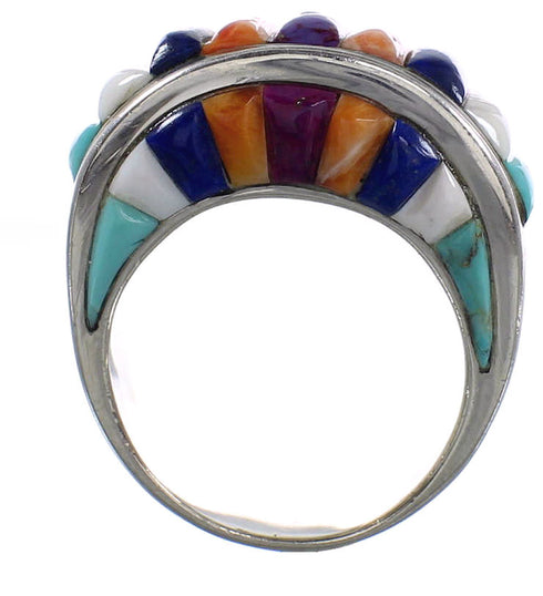Turquoise And Multicolor Sterling Silver Ring Size 6-1/2 AS38430