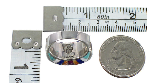 Turquoise And Multicolor Sterling Silver Ring Size 6-1/2 AS38430