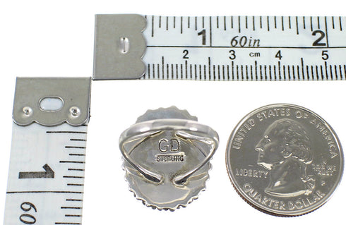 Red Oyster Shell And Sterling Silver Ring Size 5-3/4 AS36153