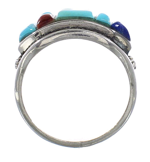 Turquoise And Multicolor Sterling Silver Ring Size 7-3/4 AS23805