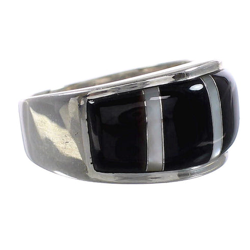 Black Mother of Pearl Sterling Silver Jewelry Ring Size 6-1/2 AS39257