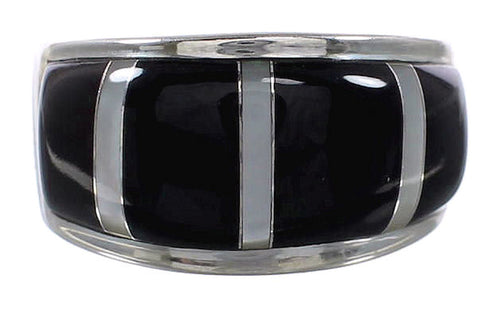 Black Mother of Pearl Sterling Silver Jewelry Ring Size 6-1/2 AS39257