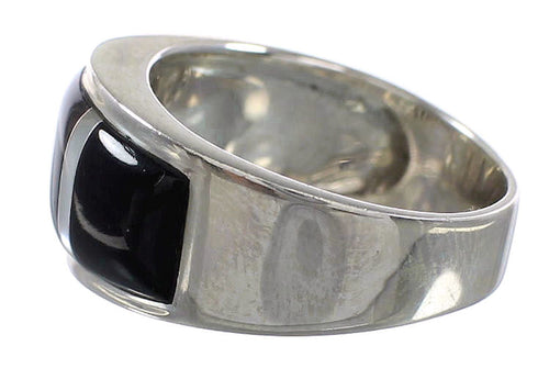 Black Mother of Pearl Sterling Silver Jewelry Ring Size 6-1/2 AS39257