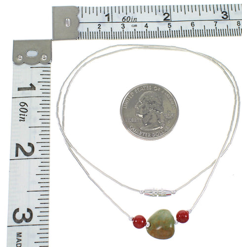 Liquid Silver Turquoise And Coral Jewelry Necklace RX98451