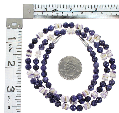 Purple Agate And Botswana Sterling Silver Native American Bead Necklace AX98576