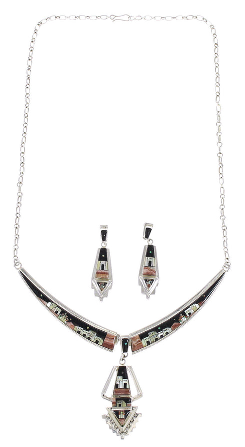 Multicolor Necklace With Detachable Centerpiece Earrings Set YS71892