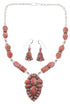 Southwest Red Oyster Shell Link Necklace And Earrings Set EX32930