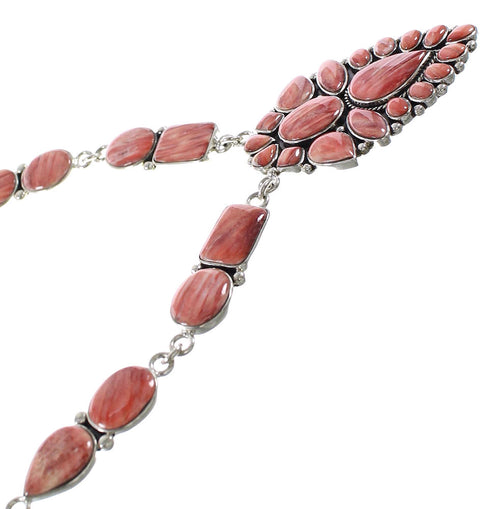 Southwest Red Oyster Shell Link Necklace And Earrings Set EX32930