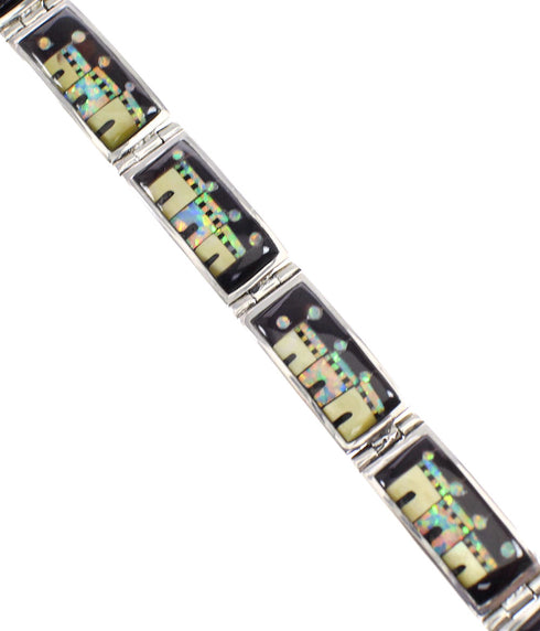 Native American Village Design Multicolor Link Bracelet GS62355
