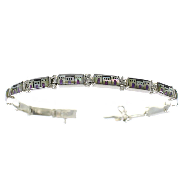 Multicolor Native American Design Southwestern Link Bracelet EX28400