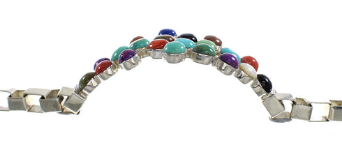 Southwest Multicolor Sterling Silver Link Bracelet VX65030