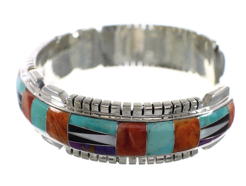 Multicolor Inlay And Silver Cuff Bracelet Jewelry BW70382
