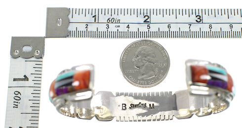 Multicolor Inlay And Silver Cuff Bracelet Jewelry BW70382