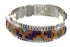 Genuine Sterling Silver And Multicolor Inlay Southwest Cuff Bracelet VX65673