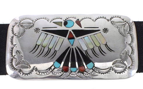 Multicolor Sterling Silver Navajo Thunderbird And Hummingbird Concho Belt AX98694