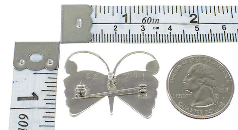 Multicolor Opal Silver Zuni Butterfly Pin Pendant AX99151