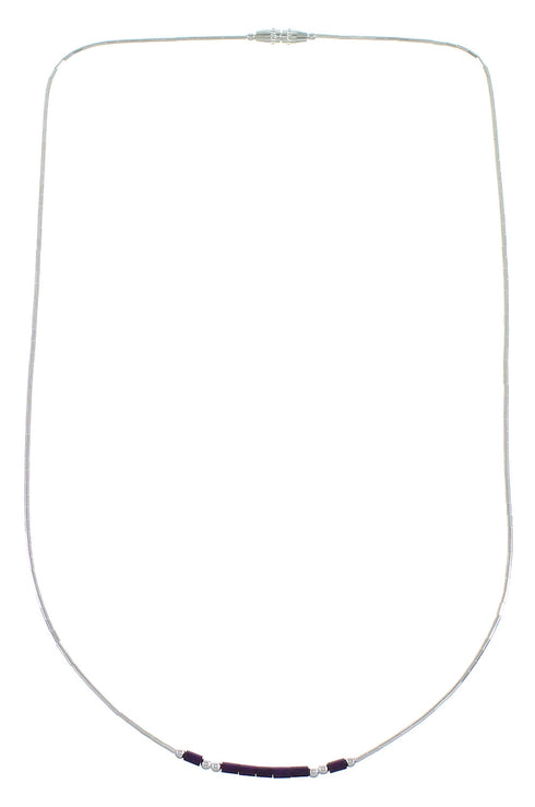 Hand Strung Liquid Silver & Sugilite Lapis 16" Necklace Jewelry LS37S