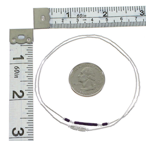 Hand Strung Liquid Silver & Sugilite Lapis 16" Necklace Jewelry LS37S