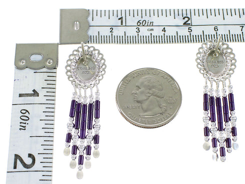 Sterling Silver Sugilite Concho Post Dangle Earrings CE5S