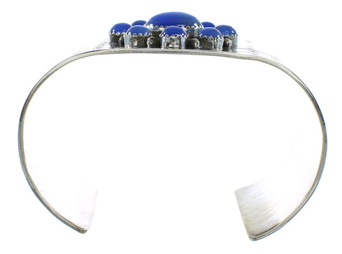 Sterling Silver Navajo Indian Blue Agate Cuff Bracelet RX99791