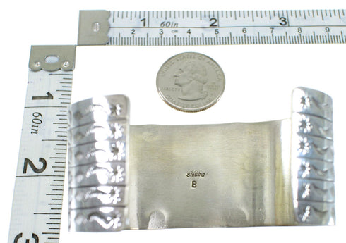 Sterling Silver Navajo Indian Blue Agate Cuff Bracelet RX99791