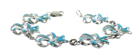 Turquoise Southwest Genuine Sterling Silver Link Bracelet RX99790
