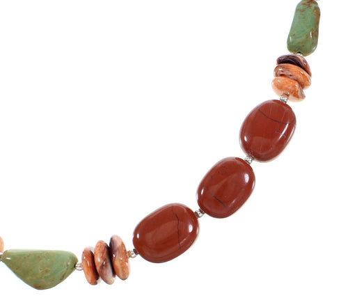 Multicolor Genuine Sterling Silver American Indian Bead Necklace RX99849