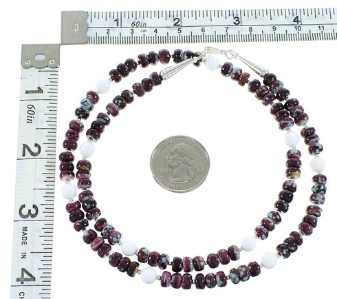 Multicolor Sterling Silver Navajo Bead Treasure Necklace RX99892