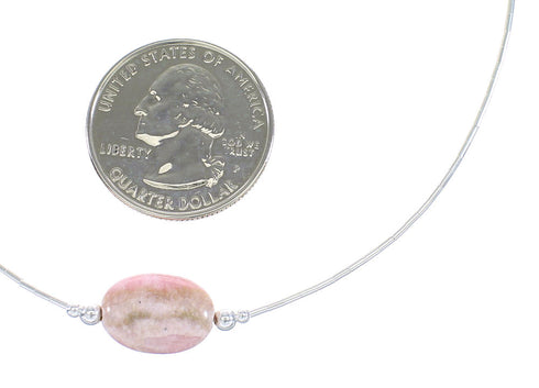 Liquid Sterling Silver And Rhodochrosite Bead Necklace AX99873