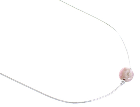 Liquid Sterling Silver And Rhodochrosite Bead Necklace AX99873