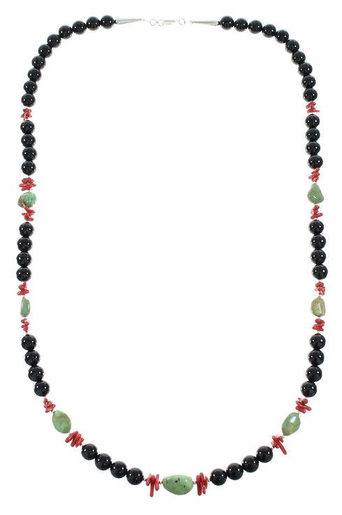 Multicolor Sterling Silver Navajo Bead Necklace AX99899