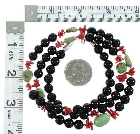 Multicolor Sterling Silver Navajo Bead Necklace AX99899