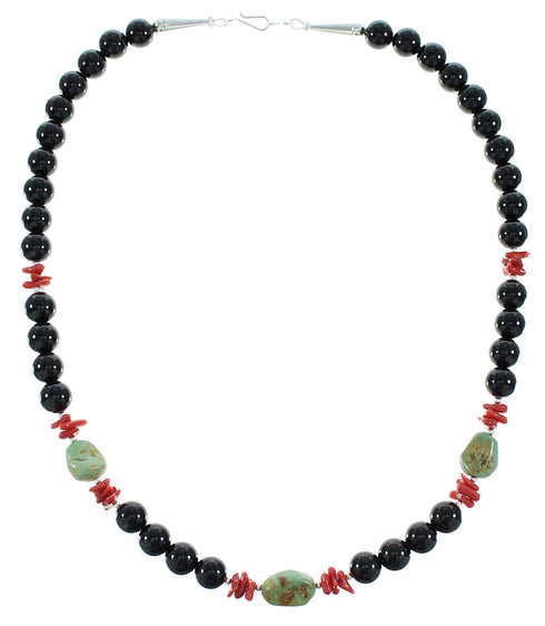 Multicolor Sterling Silver Navajo Bead Necklace AX99906