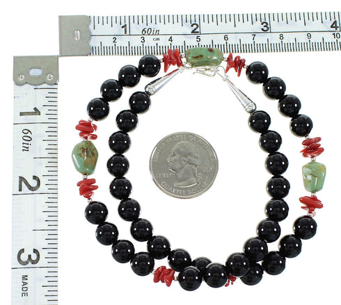 Multicolor Sterling Silver Navajo Bead Necklace AX99906