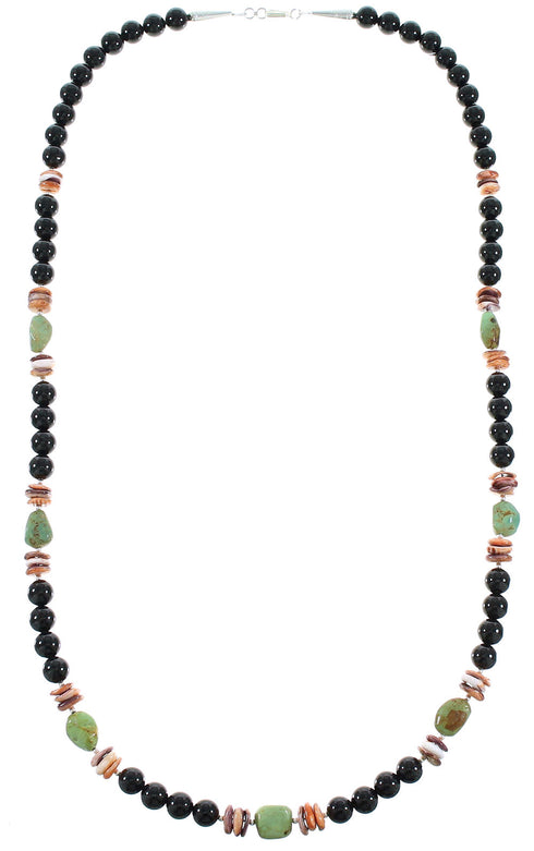 Multicolor Genuine Sterling Silver Native American Bead Necklace AX99912
