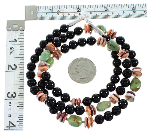 Multicolor Genuine Sterling Silver Native American Bead Necklace AX99912