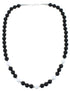 Onyx And White Agate Sterling Silver Native American Bead Necklace AX99916