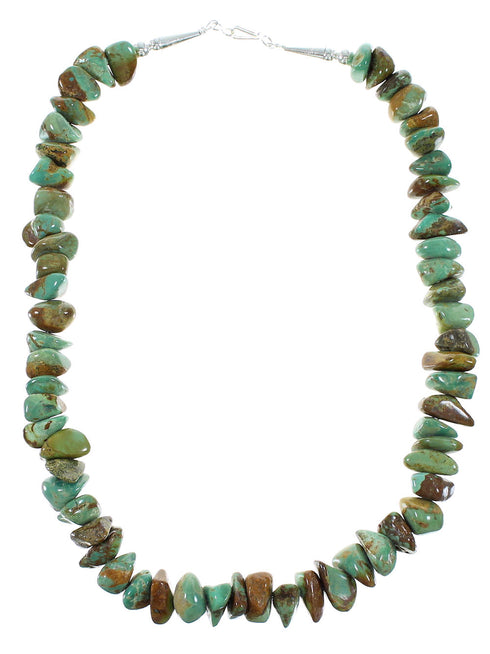 Silver Turquoise Native American Bead Necklace AX99929