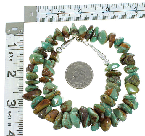 Silver Turquoise Native American Bead Necklace AX99929