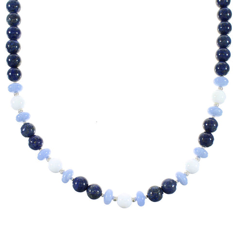 Multicolor Navajo Sterling Silver Bead Necklace AX99958