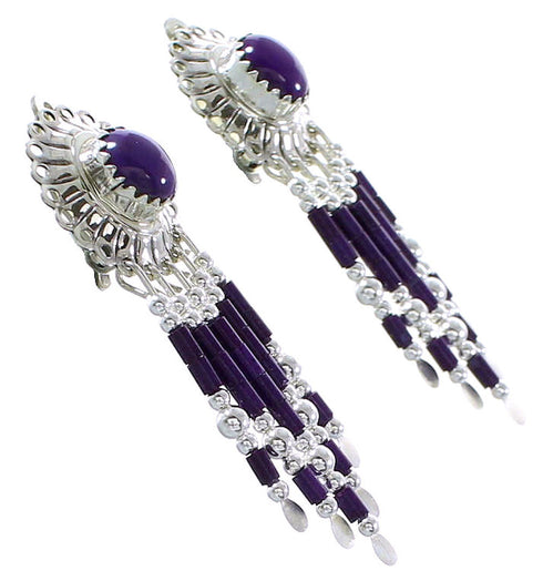 Hand Made Sterling Silver Sugilite Clip On Dangle Concho Earrings CCE5S